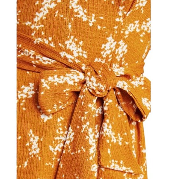 EUC Anthropologie Mustard Floral Tie Waist Amber Dolman-Sleeved Blouse - Picture 4 of 13